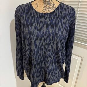 Pure Collection Navy & Black Patterned cashmere sweater size L/XL  fitted